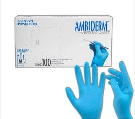 Ambiderm Nitrilo Guante Expln. Azul Royal No Esteril "med" C/100 Pzs.