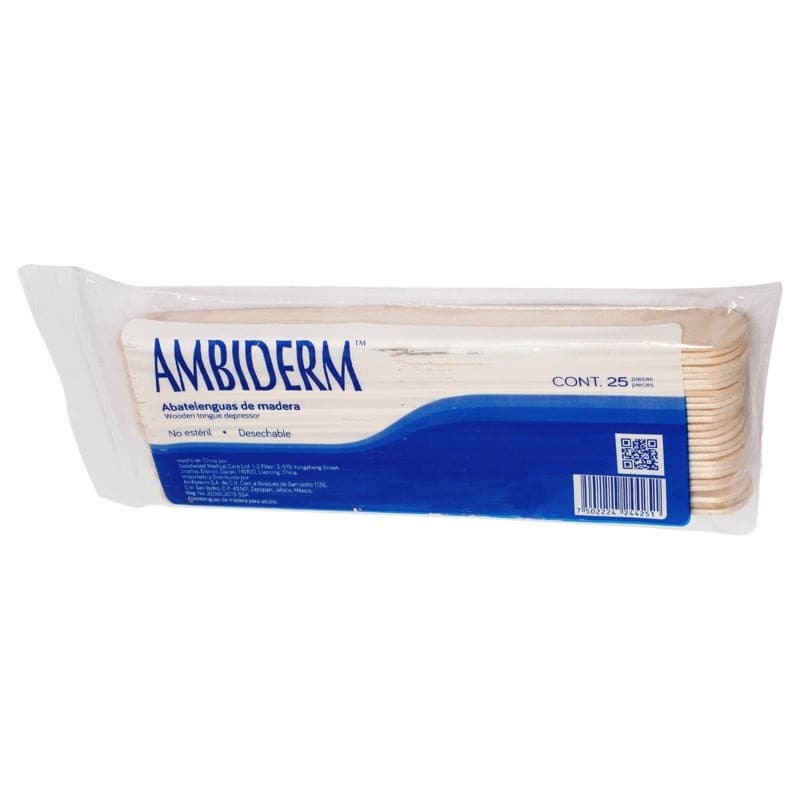 Abatelenguas de Madera (ambiderm) Paq. C/25 Pzs.