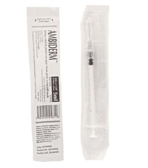 Jeringa 3 Ml. (ambiderm) C/aguja 22gx32mm. C/1 Pza.