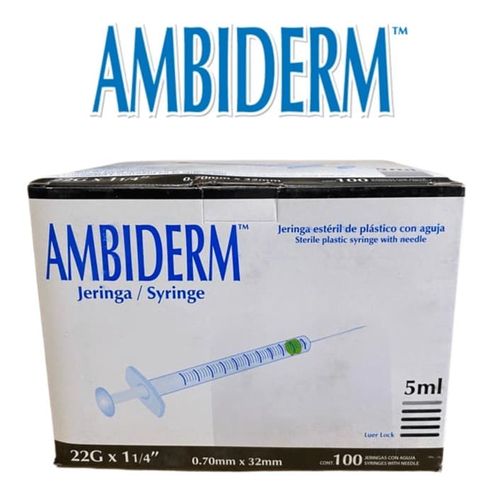 Jeringa 5 Ml. (ambiderm) C/aguja 22gx32mm. C/1 Pza.