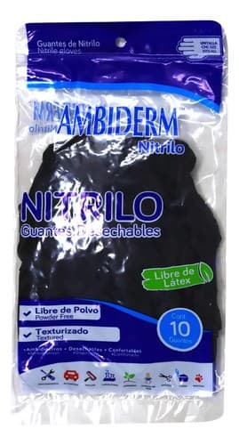 Ambiderm Nitrilo Guante Desech. Negro No Estéril U.t. Bolsa C/10 Pzs.