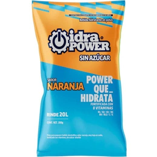 Idrapower Sin Ázucar Sab. Naranja Bolsa C/200 G. P/20 L.
