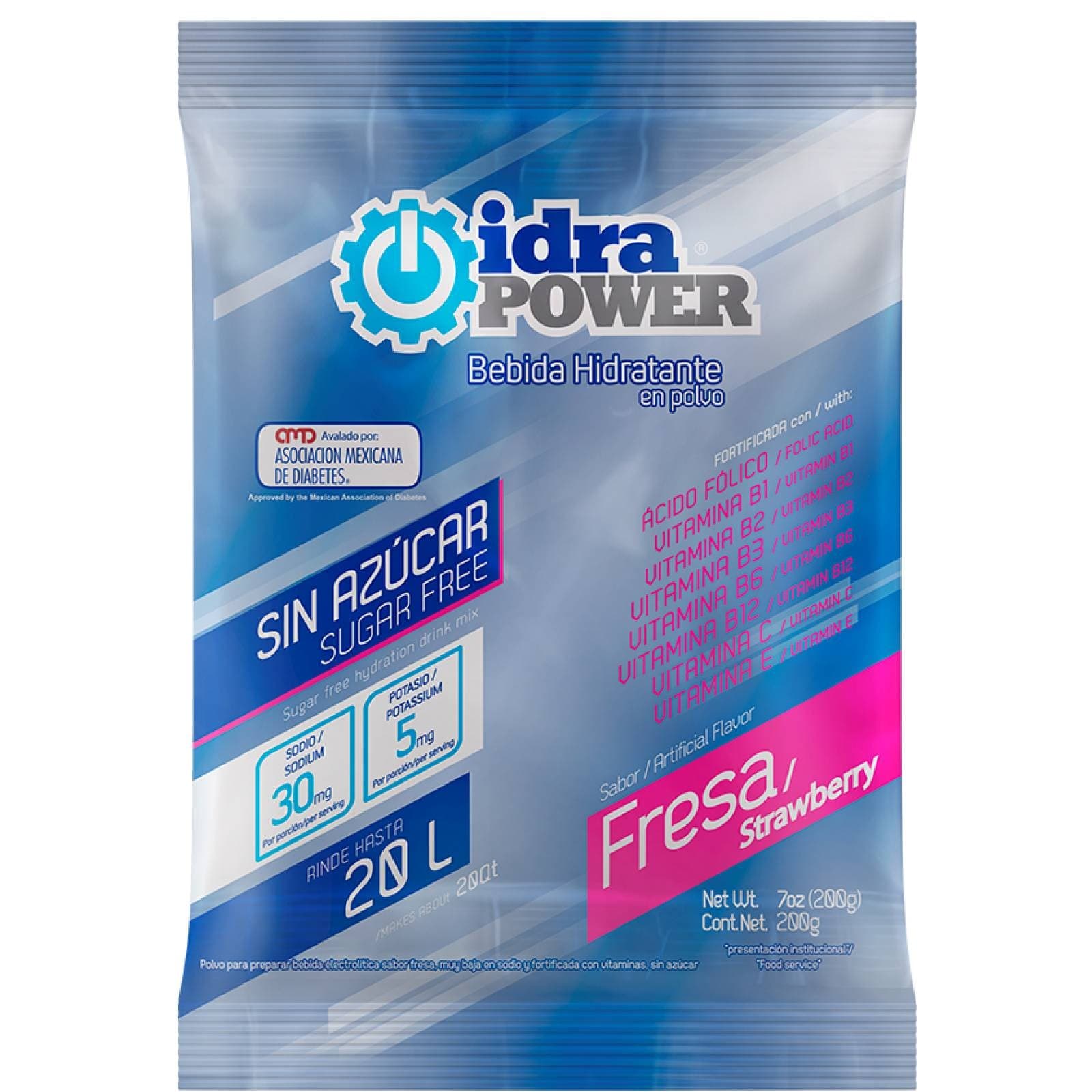 Idrapower Sin Ázucar Sab. Fresa Bolsa C/200 G. P/20 L.
