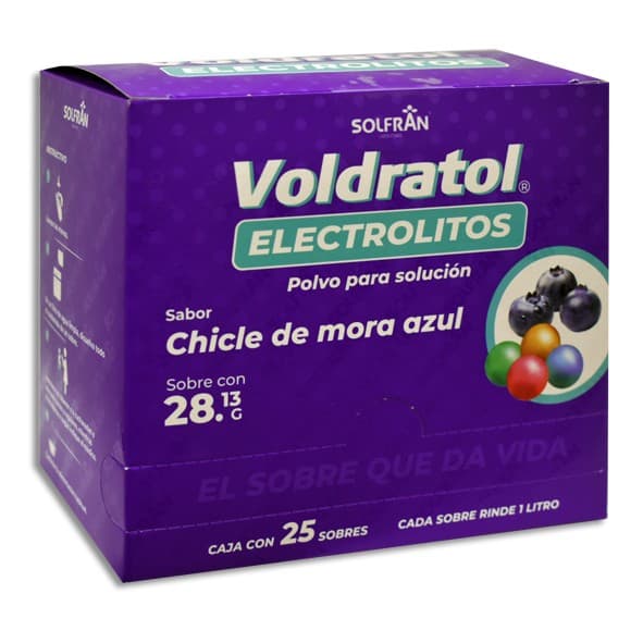 Voldratol Polvo P/sol. Sab. Chicle Mora Azul Exhib. C/25 Sobs. 28.14 G. P/1 L.