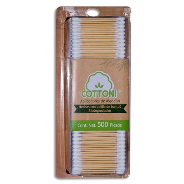 Aplicadores de Algodón Biodegradables (cottoni) Blister C/500 Pzs.