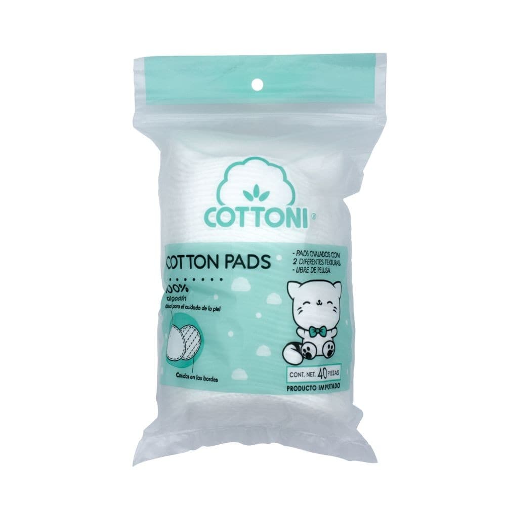Cotton Pads Ovaladas "cottoni" Paq. C/40 Pzs.