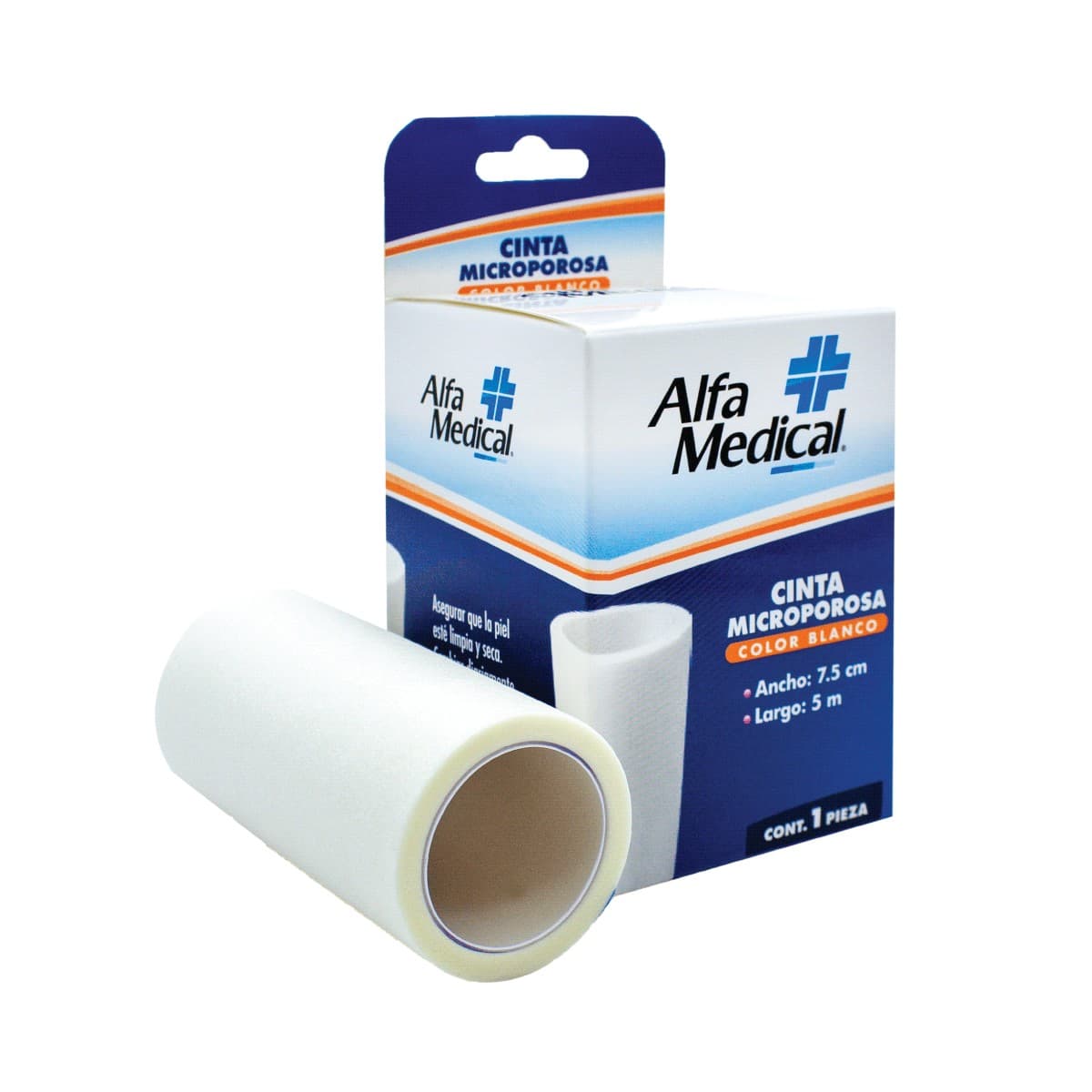 Cinta Microporosa (alfa Medical) Rollo Col. Blanco A: 7.5cm; L: 5m. Cja. C/1 Pza