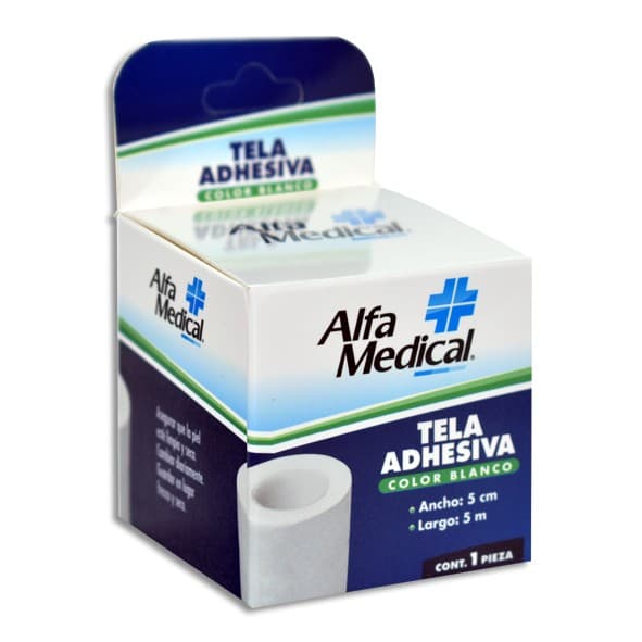 Tela Adhesiva (alfa Medical) Rollo Col. Blanco A: 5cm; L: 5m. Cja. C/1 Pza.