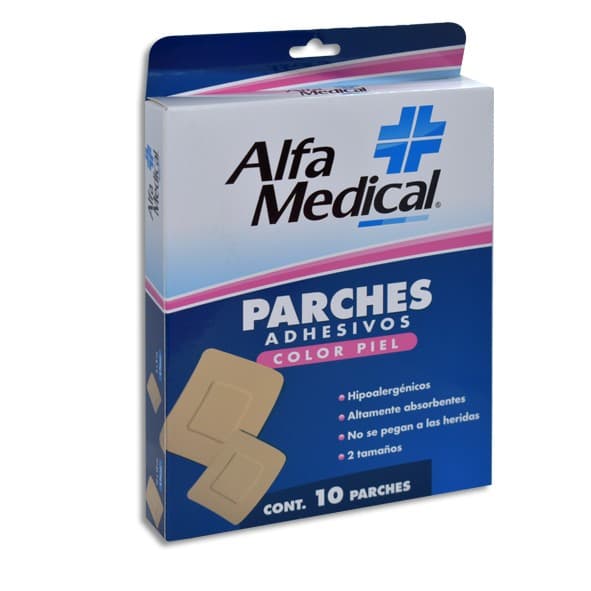 Parches Adhesivos (alfa Medical) Col. Piel 2 Tamaños 10x10/6x8cm. Cja. C/10 Pzs.