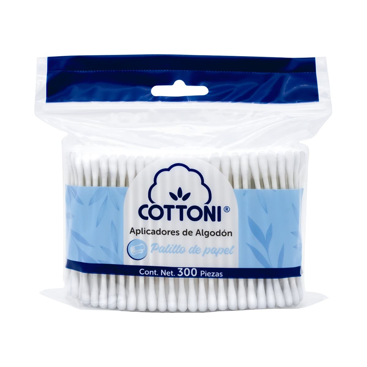 Aplicadores de Algodón Kids Biodegradables (cottoni) Col. Azul Bolsa C/300 Pzs.