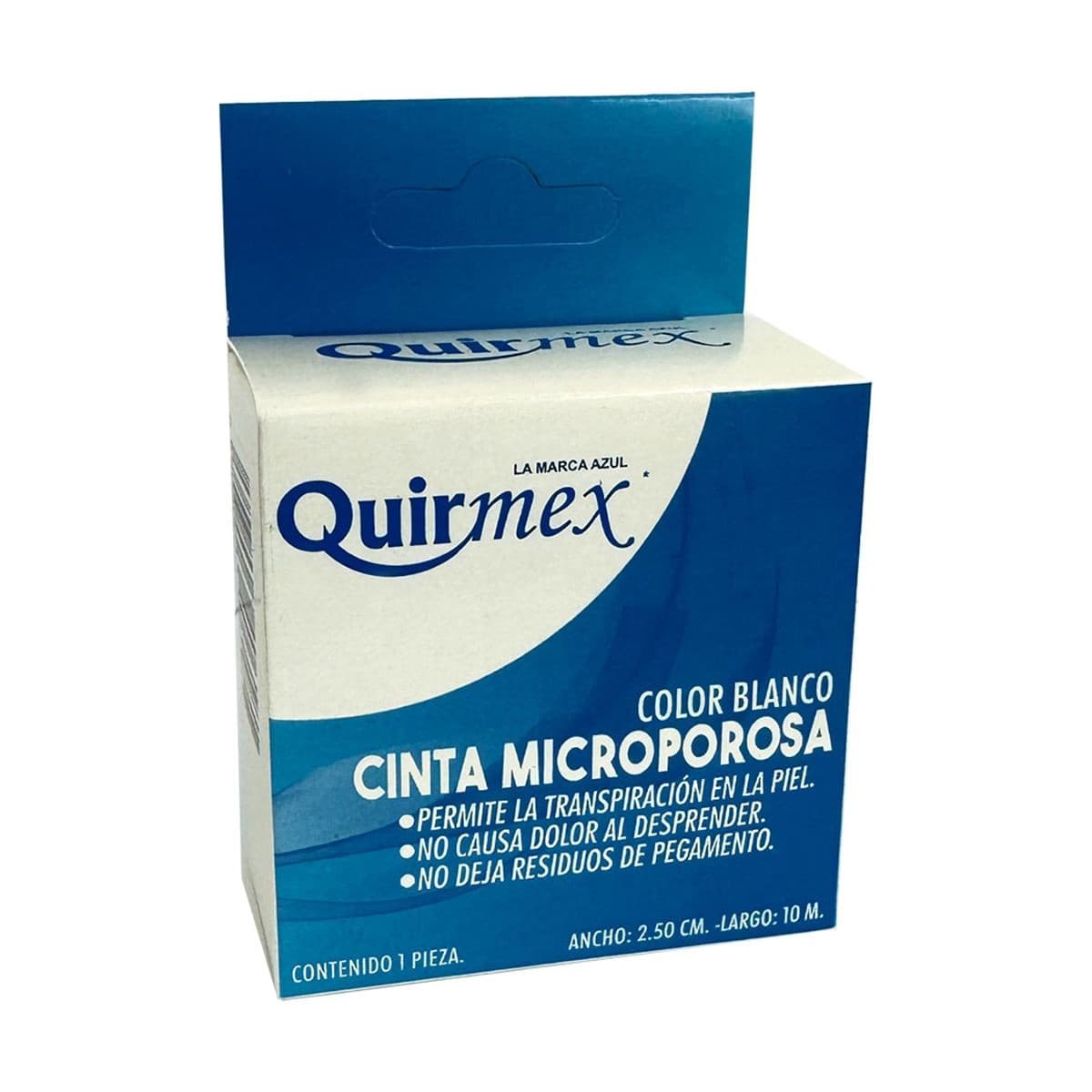 Cinta Microporosa (quirmex) Rollo Col. Blanco A: 2.5cm; L: 10m Caja C/1 Pza.