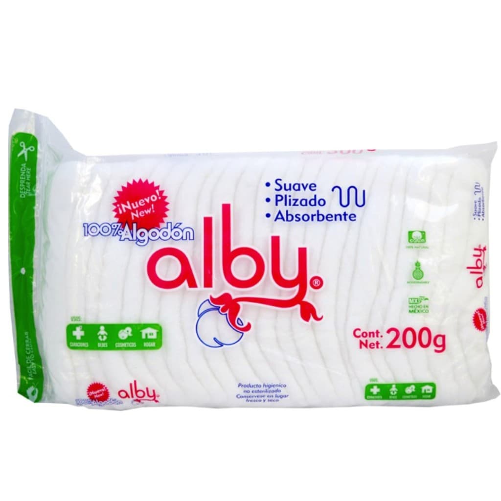 Algodón Absorbente Plisado (alby) Bolsa C/200 G.