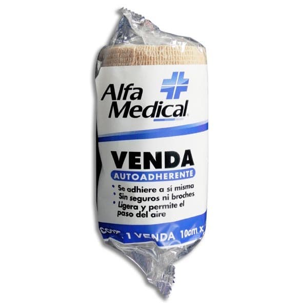 Venda Autoadherible (alfa Medical) Col. Piel 10cm. (4") X 4.5m. Bolsa C/1 Pza.