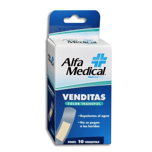 Venditas Regulares (alfa Medical) Col. Transpiel 19x72mm. Cja. C/10 Pzs.