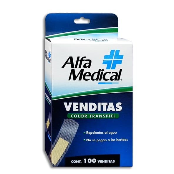 Venditas (alfa Medical) Col. Transpiel 19x72mm. Cja. C/100 Pzs.