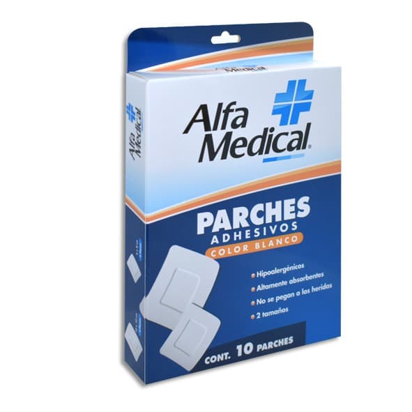 Parches Adhesivos (alfa Medical) Col. Blanco 2 Tamaños 10x10/6x8 Cja. C/10 Pzs.