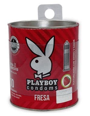 Playboy Paradise Texturizado Aroma y Sabor Fresa Lata C/10 Condones.