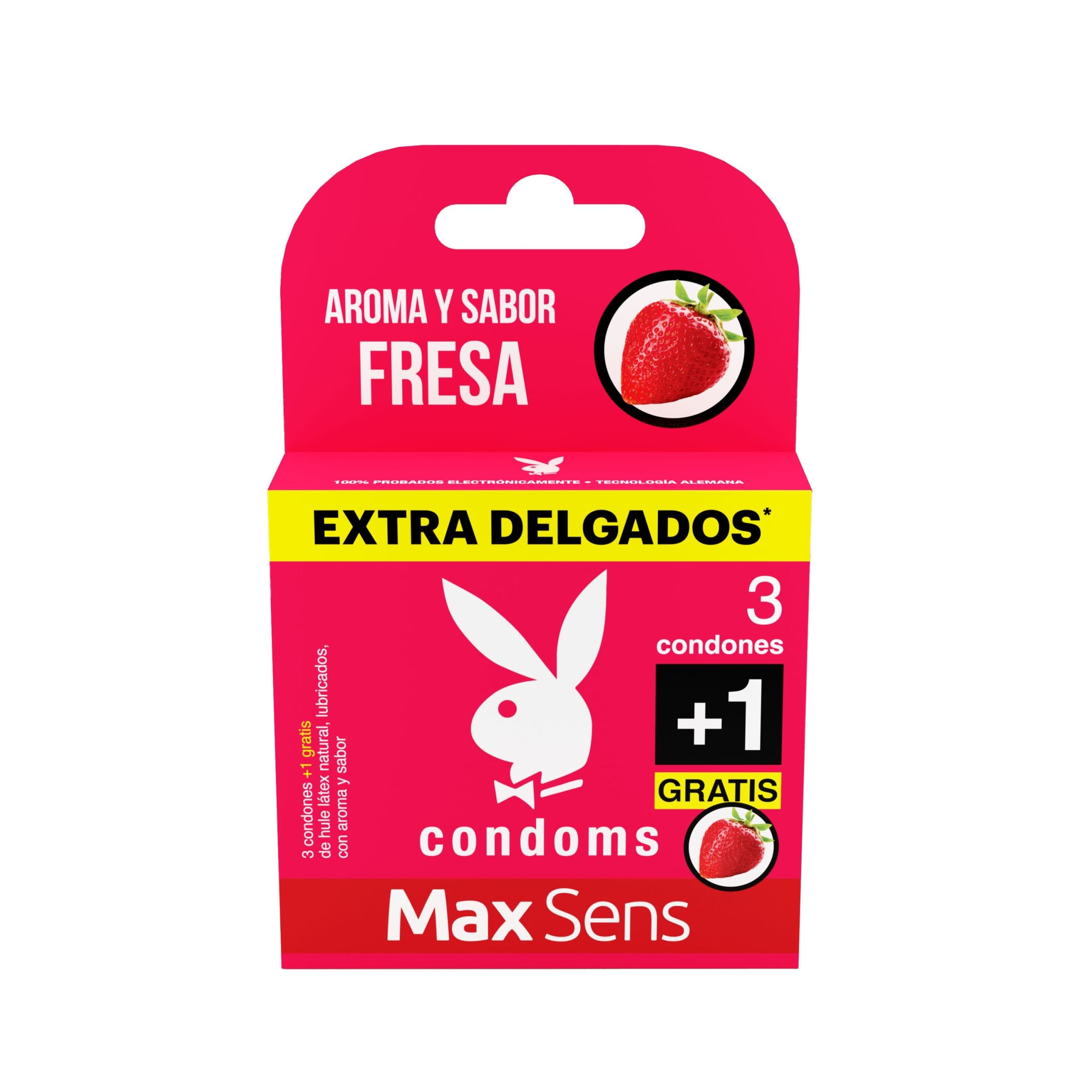 Max Sens Sabor y Aroma Fresa Blister C/3+1 Condones.