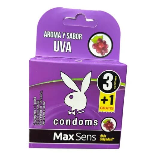 Playboy Max Sens Sabor y Aroma Uva Blister C/3+1 Condones.