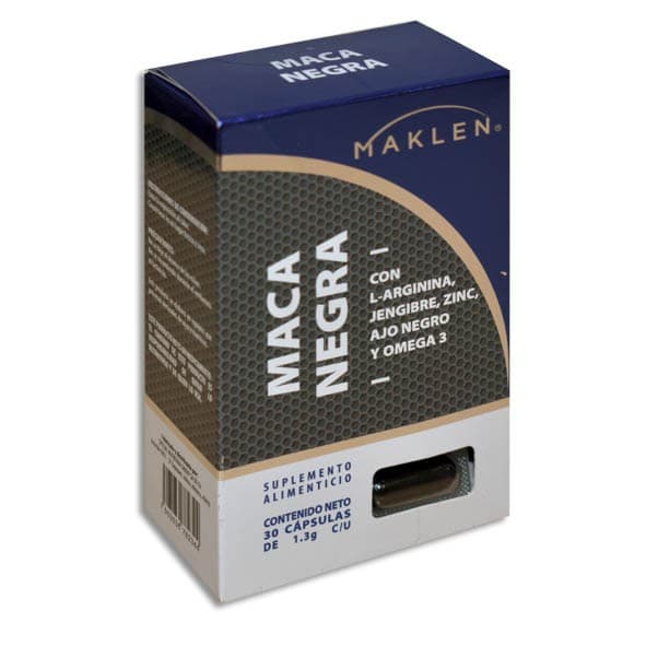 Maca Negra C/l-arginina/jengibre/zinc/ajo Negro/omega 3 (maklen) C/30 Caps 1.3 G