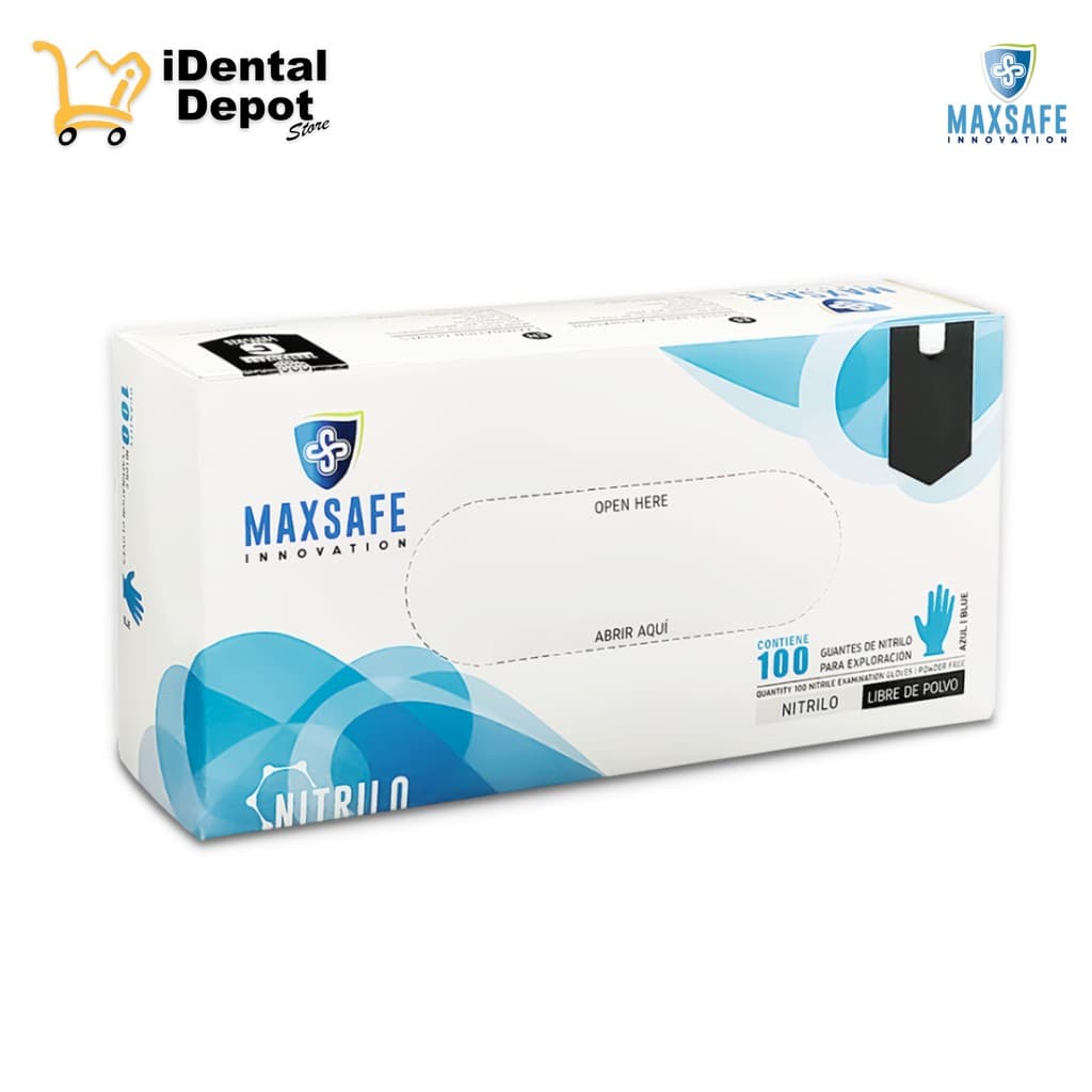 Guante Nitrilo Exploración Azul No Estéril (maxsafe) "med" C/100 Pzs.