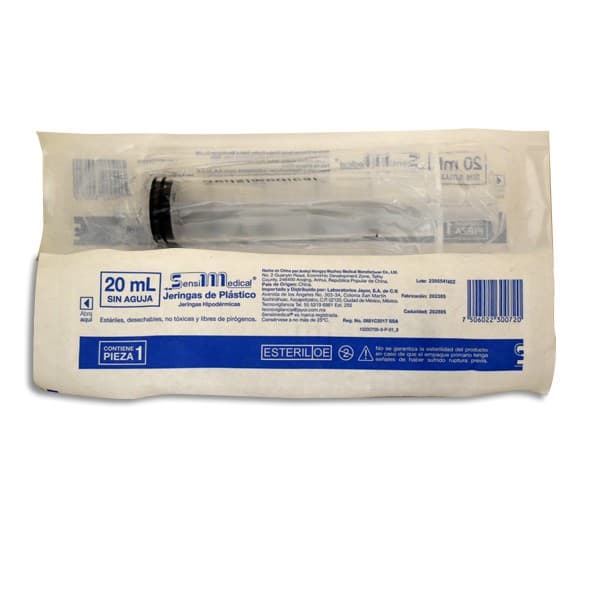Jeringa 20 Ml. (sensimed) Pivote Luer Lock S/aguja C/1 Pza.