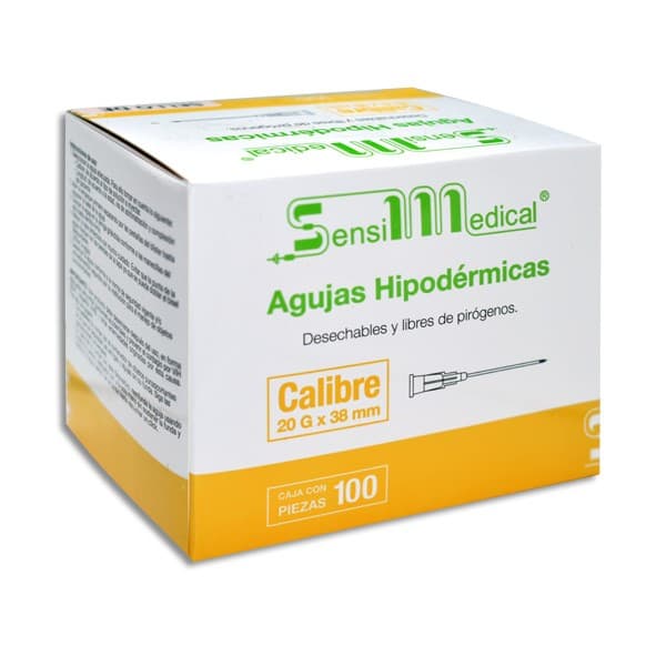 Aguja Hipodermica (sensimedical) 20gx38mm. Cja. C/100 Pzs.