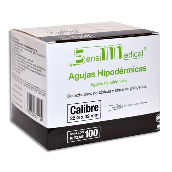Aguja Hipodermica (sensimedical) 22gx32mm. Cja. C/100 Pzs.