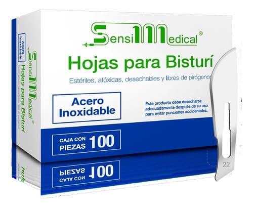 Hoja para Bisturí Acero Inoxidable (sensimedical) No. 22 C/1 Pza.