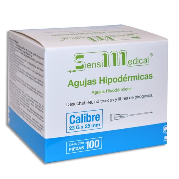 Aguja Hipodérmica (sensimedical) 23gx25mm. Cja. C/100 Pzs.