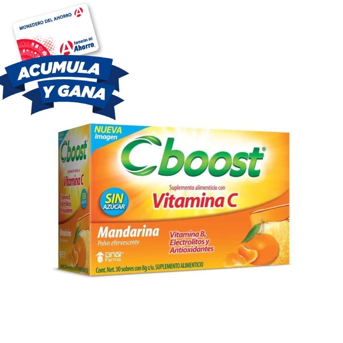 C-boost (vitamina C) Polvo Efervste. Sab. Mandarina C/30 Sobs. 6 G.