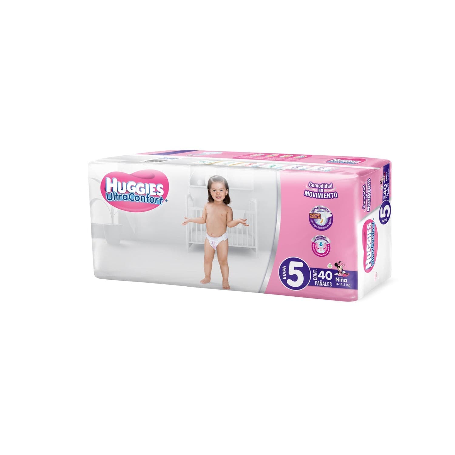 Huggies Ultraconfort Niña (etapa 5 / 11-14.5 Kg.) C/40 Pzs.