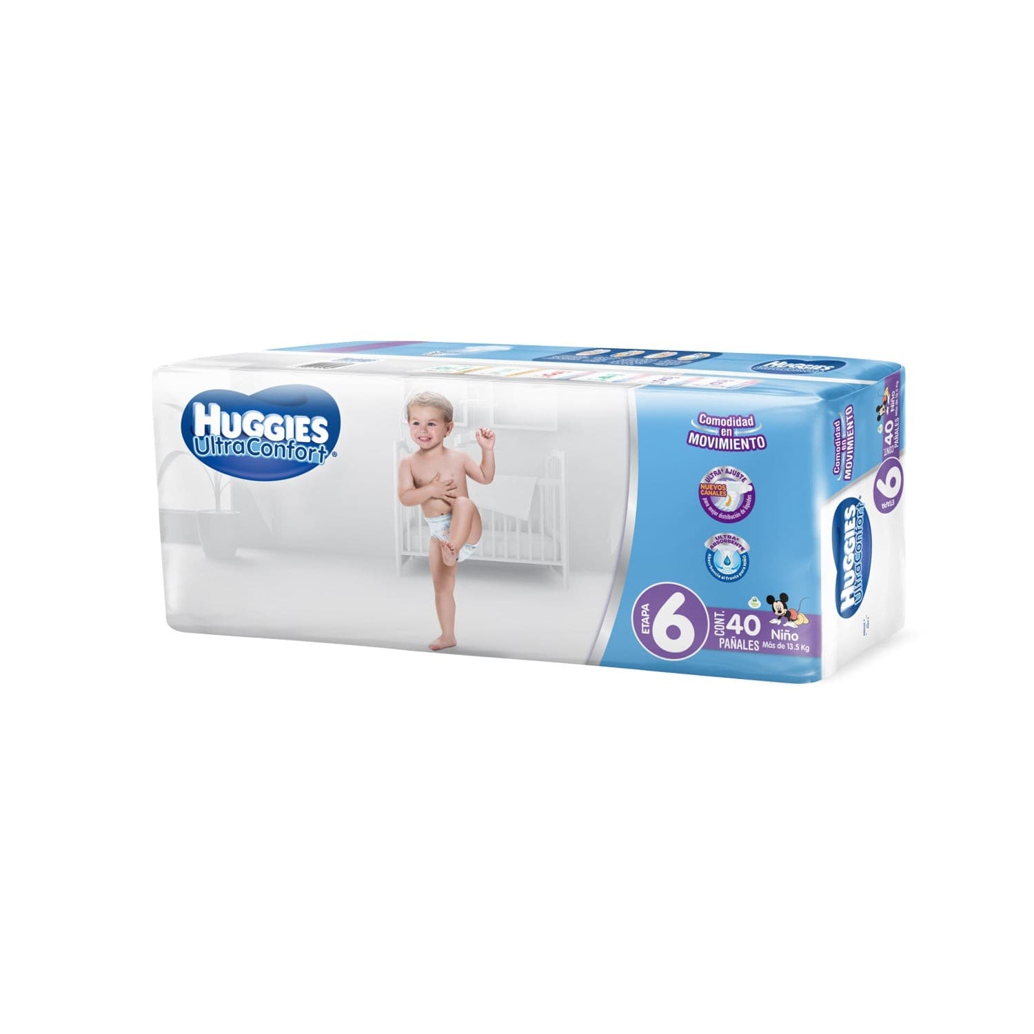 Huggies Ultraconfort Niño (etapa 6 / 13.5-17 Kg.) C/40 Pzs.
