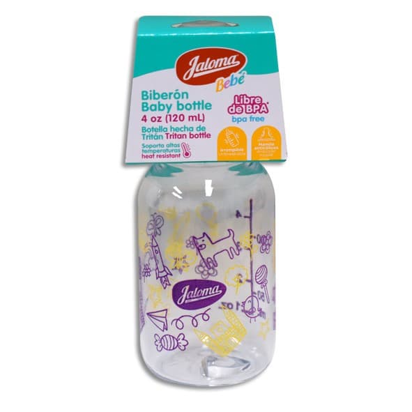 Biberón Cristalino C/mamila (jaloma) Unisex 4 Oz/120 Ml.