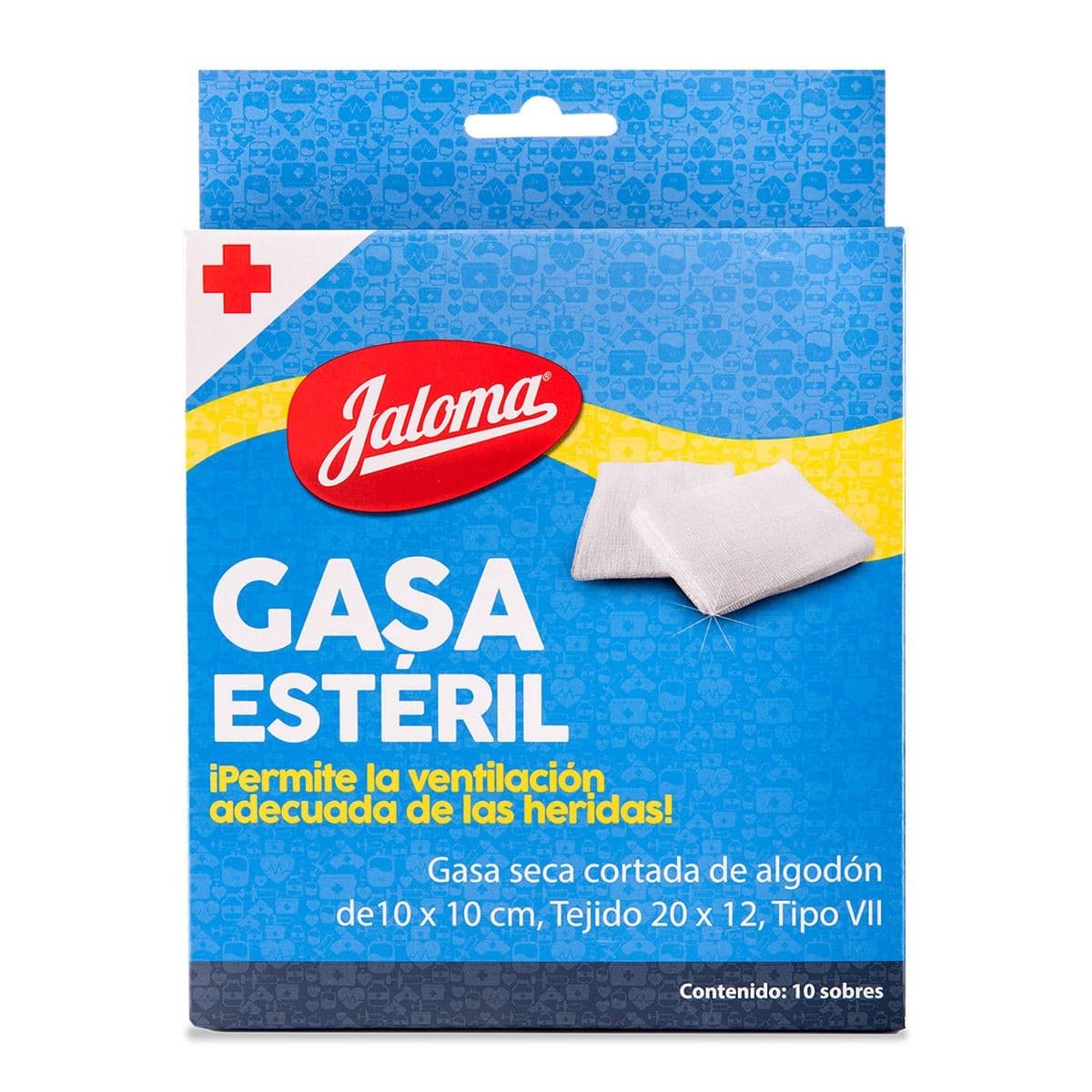 Gasa Simple Estéril (jaloma) 10x10cm. T20x12, 8c. Caja/10 Sobs.