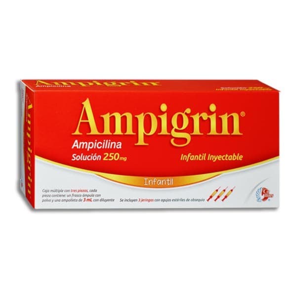 Ampigrin Infantil Sol. Iny. C/3 Fcos. Amp. 250 Mg. y 3 Jeringas.