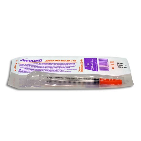 Jeringa 1ml. (terumo) Insulina C/aguja Integrada 27gx13mm. C/1 Pza.